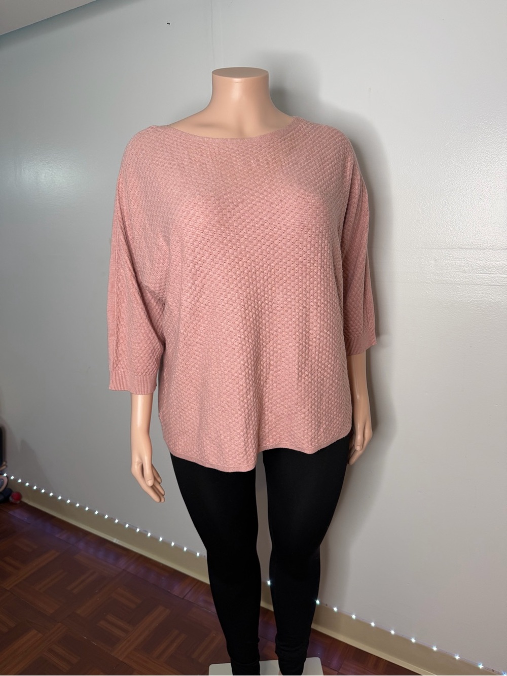 WRelaxed Knit Pullover Sweater in Dusty Pink